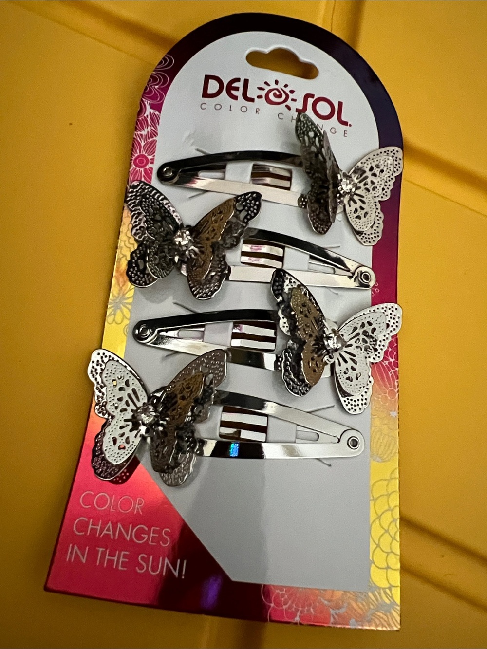 Silver Butterfly Hair Clips - Set of 4